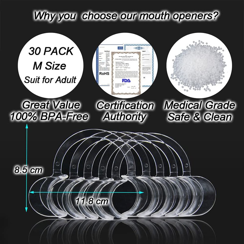 30-Pack Dental Cheek Retractor, Professional Autoclavable Mouth Opener Retractors, 100%