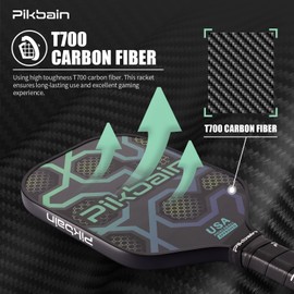 Pikbain T700 Lightweight Carbon Fiber Pickleball Paddle for Primary Intermediate Pickleball Enthusiasts Entertainment Sports Training Racket