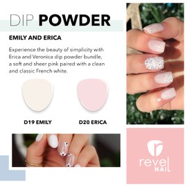 Revel Nail Dip Powder - White and Pink Dip Powder for Nails, Chip Resistant Dip Nail Powder with Vitamin E and Calcium, DIY Manicure