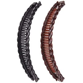 2 Pack One Black And One Brown Tort Banana Clips Fish Clips Vintage Clincher Combs Tool for Thick Curly Hair Accessories Long Hair Clips Banana Hair Comb Fish Grip Slide Hair Clips Claws Set for Women