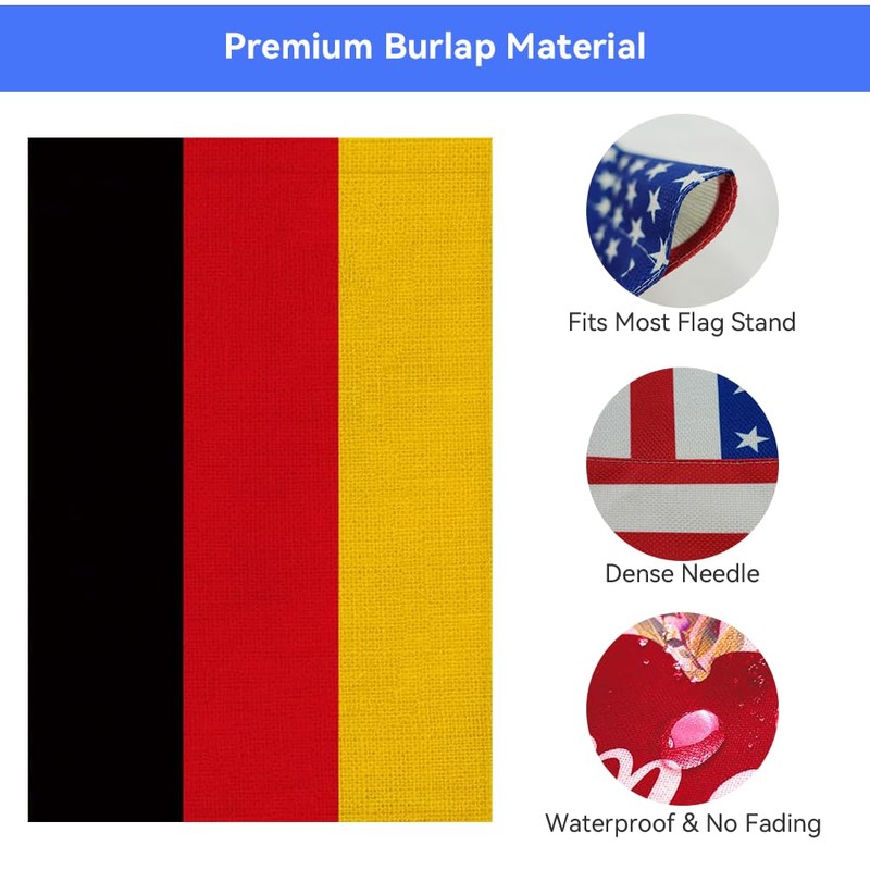 Pretty_jessie Germany Flag German Garden Flags 12x18 Double-Sided Small Burlap