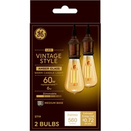 GE General Electric Vinta Small 60W Amber ST19 (2-Pack)