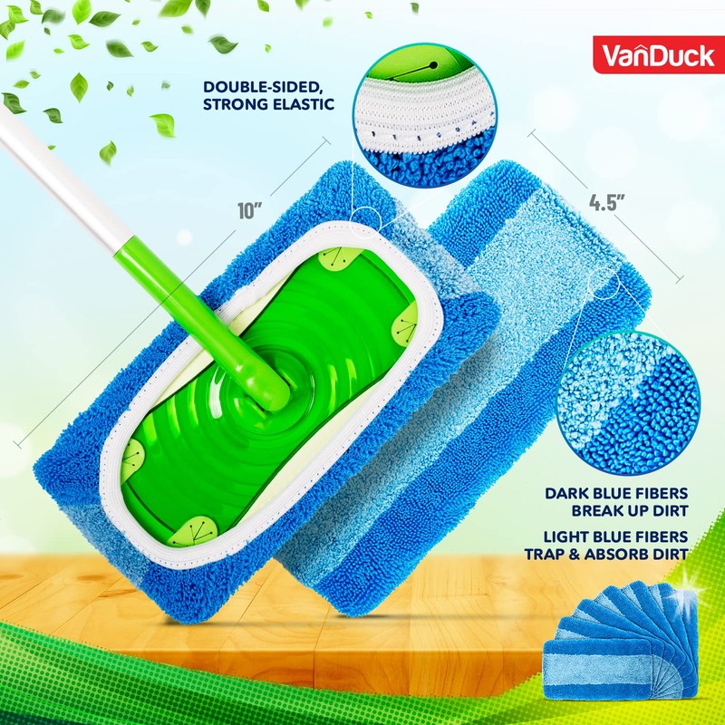VanDuck Reusable Pet Heavy Duty Mop Pads Compatible with Swiffer