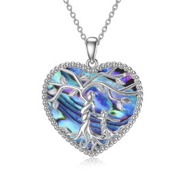 Women's Tree of Life Necklace 925 Sterling Silver Mother Children Daughter Son Tree of Life Family Heart Pendant Jewellery Gifts for Mum Children Girls, Sterling Silver, No Gemstone