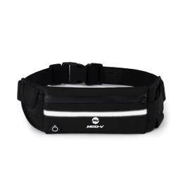 MOD-V Running Belt, Waterproof Sports Waist Pack, Phone Holder with Reflective Strip, Multiple Colours (Black)