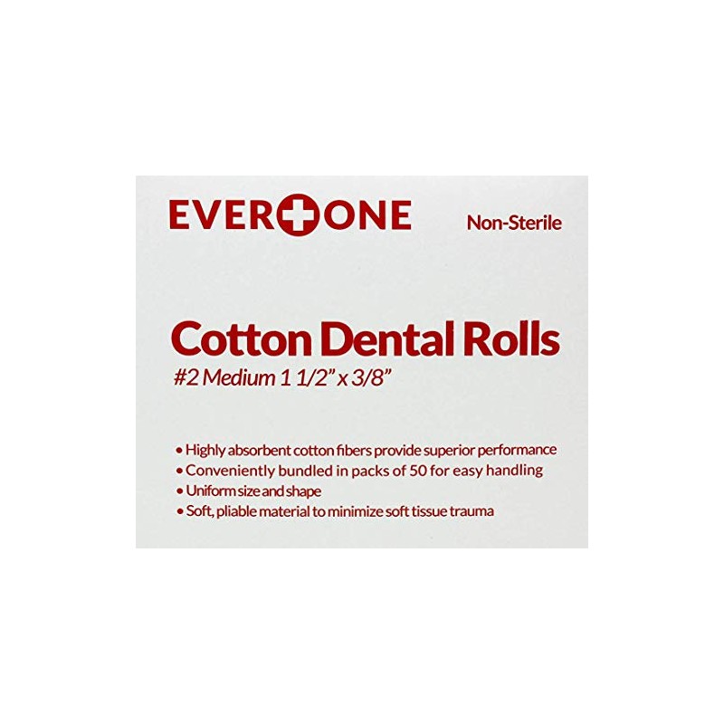 EverOne Rollos de algodón dental de 3,8 cm, número 2,