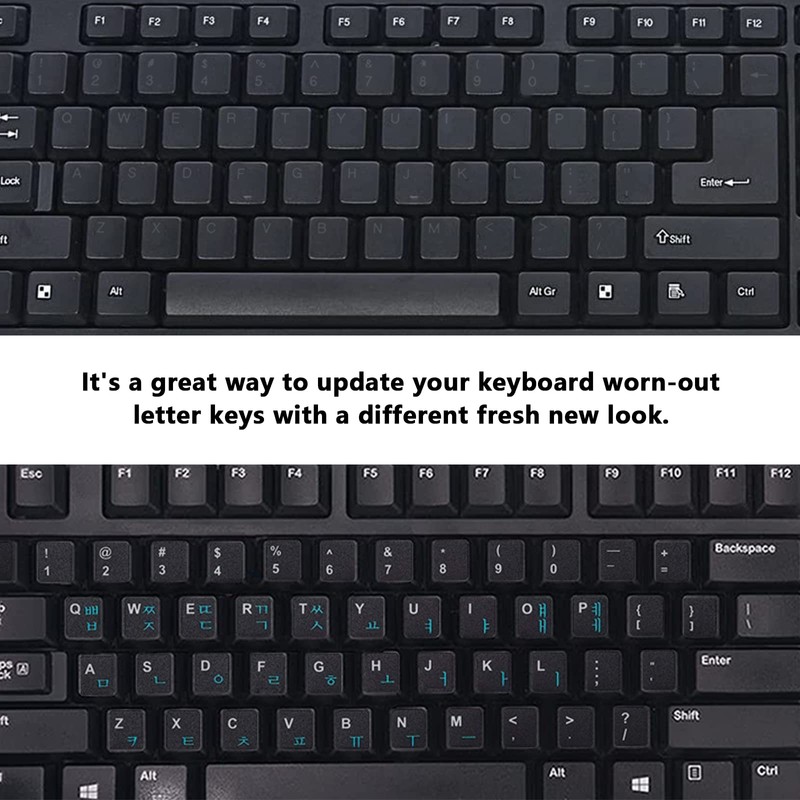 2Pcs Korean Keyboard Stickers for PC Computer Laptop Desktop Keyboard,