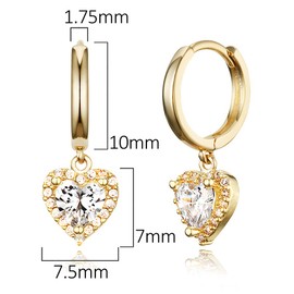 14k Gold Plated Brass White Heart Plain Huggy Baby Girls Hoop Earrings
