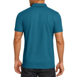 Cavva Mens Golf Polo Athletic Polo T Shirts for Men Dry Fit Breathable Work Fitted Polos Peacock Blue 2XL