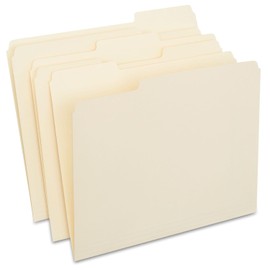 Staples File Folders, 1/3-Cut Tab, Assorted Position, Letter Size, Perfect for Home, Office, Classroom, 250-Pack, Manila