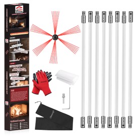 Cleancraft 23 Feet Chimney Sweep Kit, Chimney Cleaning Kit with 7 Flexible White Chimney Rods, Chimney Brush, Rotary Chimney Cleaning System Driven by Drill