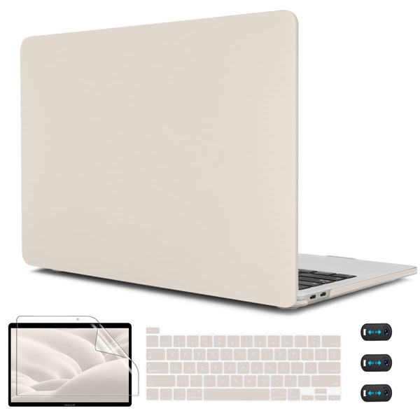 CISSOOK Beige Case for MacBook Pro 13 Inch 2023 2022 2021 2020 Release Model M2 Chip A2338 M1 A2251 A2289 Touch Bar Touch ID, Plastic Hard Shell Case with Keyboard Cover for Pro 13" 2020-2022, Stone