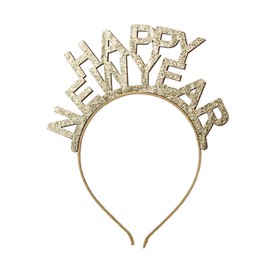 Dzrige Happy New Year Headband New Years Eve Headwear Glitter New Year Party Hair Accessories ​Christmas New Year Eve Party Decoration Photo Props Hair Hoop Ornament