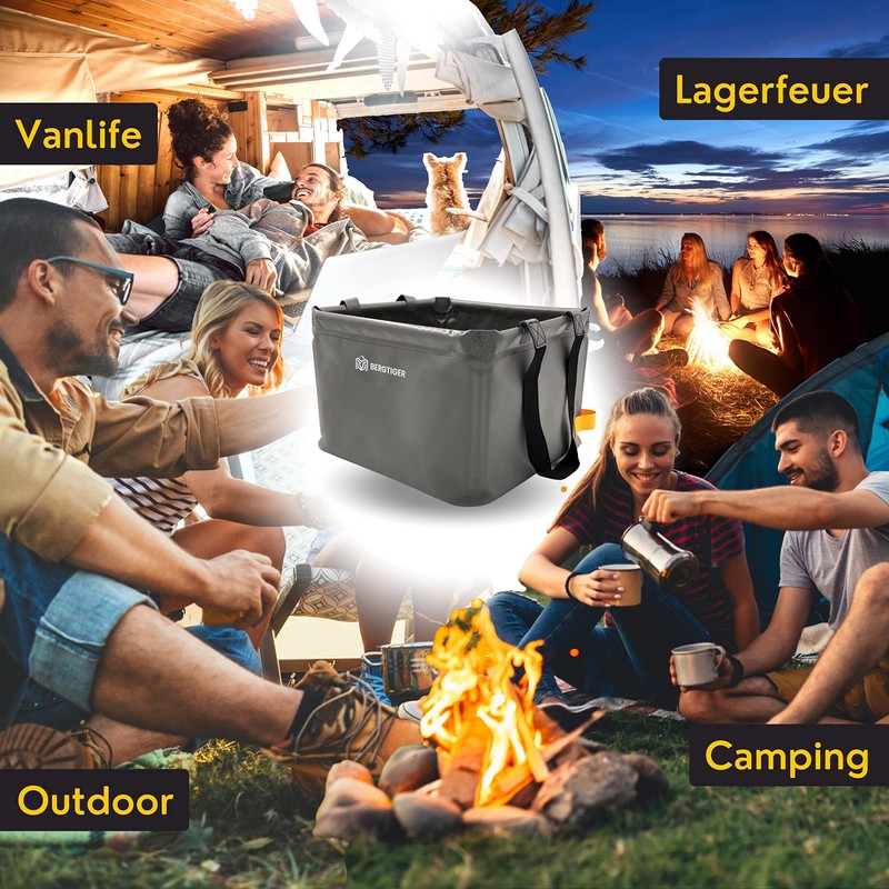 BERGTIGER® 500D Tarpaulin, Folding Bowl Camping 18 L / 21