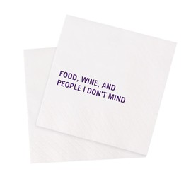 VOWFOO Food Wine And People I Don't Mind Funny Quotes Cocktail Napkins for Birthday Girls Night Holiday Casual Social Gathering Housewarming Dinner Party 100Pcs 4.5 x 4.5 2-ply (Food Wine)