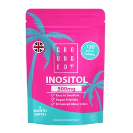 Grounded Inositol 500mg | 120 Micro Tablets | Pure Myo-Inositol for Hormonal Balance & Mental Performance | 2 Month Supply | Vegan-Friendly & Made in the UK