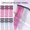 IDN BEAUTY Hair Tinsel Clip in, 12pcs Mixed Pink Silver