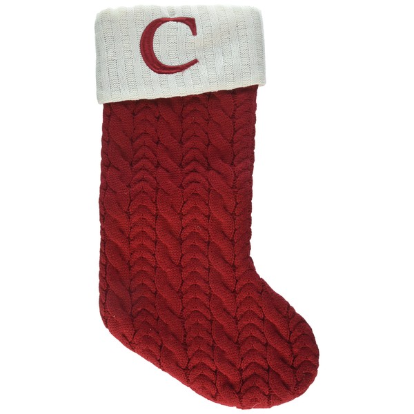 St. Nicholas Square 21 Inch Cable Knit Monogram Christmas Stocking (Embroidered C)