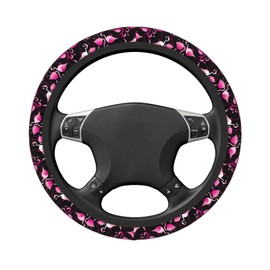 Pink Flamingos Elastic Steering Wheel Cover Non-Slip Breathable Steering Wheel Protector Fit Auto, Suvs, Truck