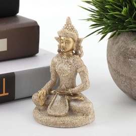 Cocoarm Handmade Meditating Seated Buddha Statue Craft for Home Decoration Ornament - Lifelike, Durable, and Perfect for Meditation (B Gold)