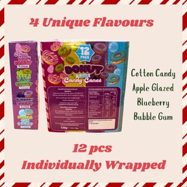 12 Pcs Candy Cane Donut Flavour- Christmas Gifts for Kids, Stocking Filler, Secret Santa Gift, Festive Treat, Christmas Tree Decoration