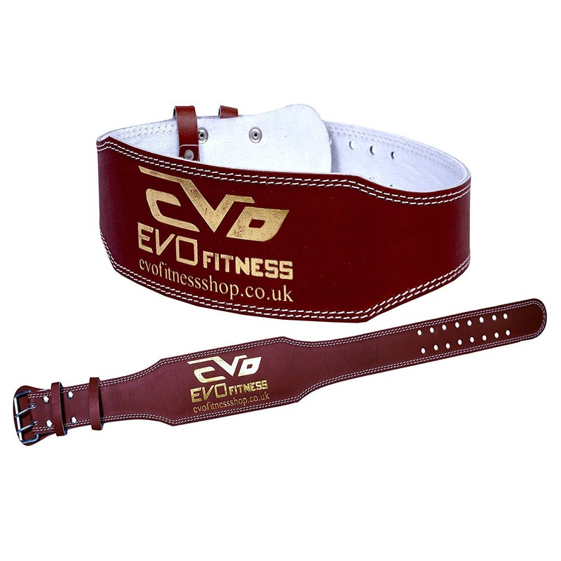 EVO Fitness 6" Pure Leather Weight Lifting Gym belts Back
