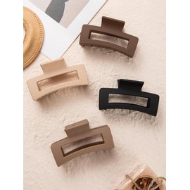 Simple Frosted Hollow out Non-slip Plain Large Hair Claws As Gift, Minimalist Matching Hair Claws Clip, Daily Makeup Face Wash Hair Accessories for Women Girls Fall:_Multicolor_one-size