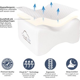 Vaunn Medical Side Sleeper Memory Foam Knee Pillow and Leg Positioner Cushion to Soothe Back, Leg and Hip Discomfort