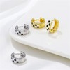 Gold Plated Checker Small Hoop Earrings Dainty Simple Enamel Checkerboard