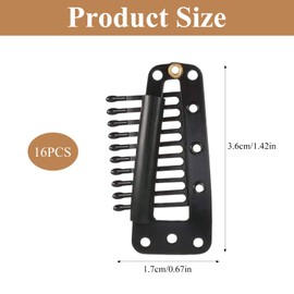 Hary 16 Pcs Chunni Clips for Dupattar Wig Clip with Safety Pins U-shape Metal Hijab Pins Black Hair Extension Clips Dupatta Clips Suitable for Headscarves Shirts