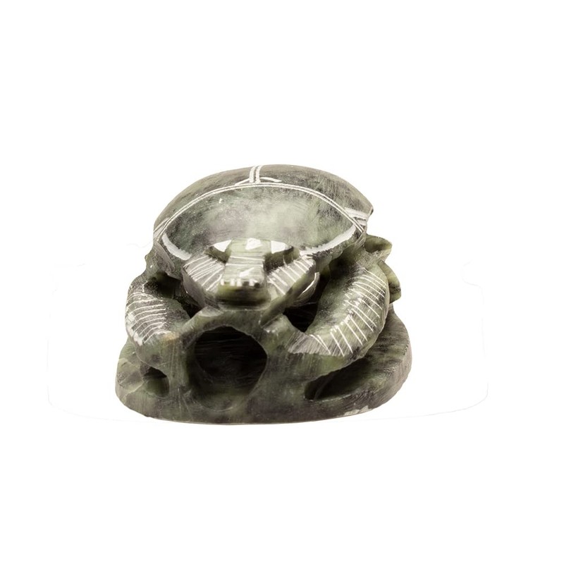 Made in Egypt- Hand Carved Soapstone Scarab - Green -
