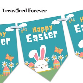 Easter Bunting | 12-Flag Set (Approx. 2.5m) | Easter Day Decor | Celebration Garland Banner | Egg Hunt Decoration Design 3