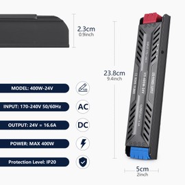 SUCIKORIO 24 V Power Supply LED Transformer 400 W Transformer 230 V to 24 V 16.6 A Slim Constant Voltage Driver Ultra Thin Low Voltage Transformer for Lamps, Strips
