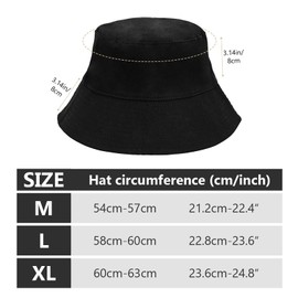 Vinuwu Fishing Hat Men Women Bucket Hat Double-Sided Cotton Foldable Unisex Fishing Hat Reversible UV Protection Sun Hat, Black + Beige, M