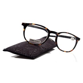 Ella, Premium Reading Glasses Round. High End Readers Modern Circle Style. Black Brown Tortoiseshell +1.25 to +3 Magnifying. NY Fifth Avenue