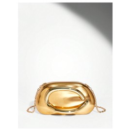 QWINEE Women's Metallic Evening Handbags Glamorous Crossbody Handbags Party Mini Clutch Purse, Gold, One Size