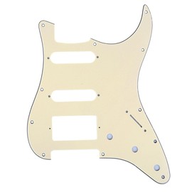 Musiclily Pro 11-Hole Modern Style Strat HSS Pickguard for American Stratocaster Guitar, 3Ply Cream