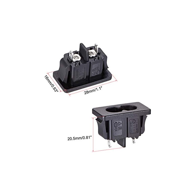 uxcell C8 Panel Mount Plug Adapter AC 250V 2.5A 2