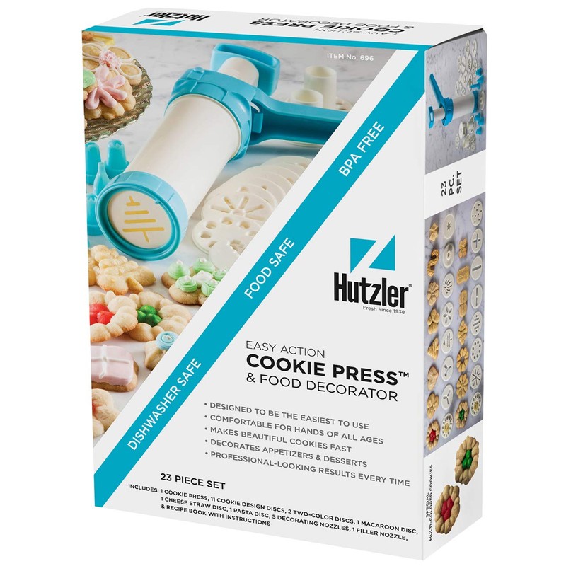 Hutzler 23pc Easy Action Cookie Press and Food Decorator Set