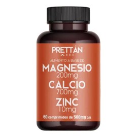 Suplemento Magnesio Calcio Y Zinc Prettan 60 Capsulas 500mg Sin Sabor