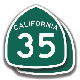 The Decal And Sticker Mafia CALIFORNIA STATE ROUTE 35 STICKER 2 Decals Road Sign Bogo Highway Skyline Blvd - 3"W x 3.1"H