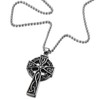 COOLSTEELANDBEYOND Stainless Steel Mens Celtic Cross Pendant Necklace Silver Black