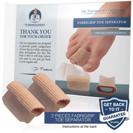 Dr. Frederick's Original 2 Piece Fabric Toe Separators - Bunion Relief Toe Spacer Set - 1 Pair Fabrigrip Toe Protectors - For Men & Women