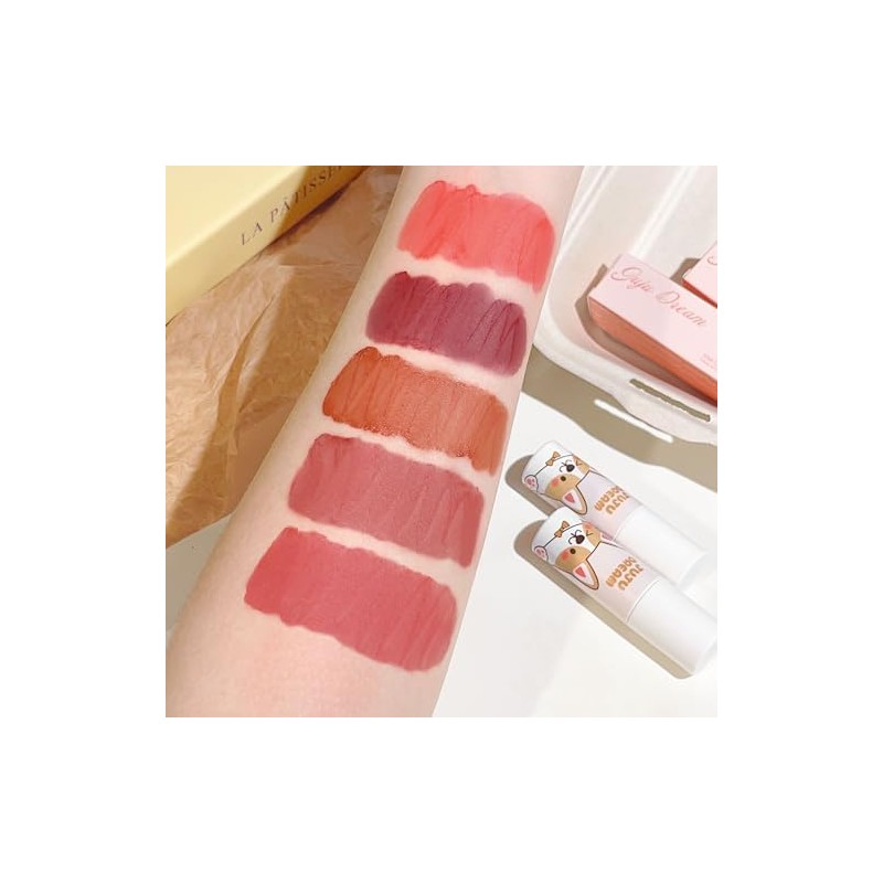 Labial Líquido Mate, Brillo Cristalino No Pegajoso, Tinte de Labios