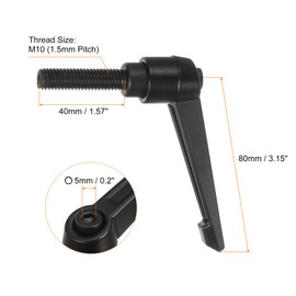 sourcing map 6pcs Adjustable Clamping Lever Handles M10 x 40mm Male Thread Bolt Knobs Rotating Screw Locking Quick Release Ratchet Push Button Handle, Black