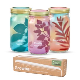 Modern Sprout Garden Jars + Smart Growbar Bundle - Self-Watering Hydroponic Herb Growing Kit with Full-Spectrum LED Grow Light, Organic Herb Seeds, Smart App, Adjustable Brightness, Ideal for Gifting