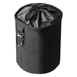 Hanging Clothes Peg Bag, 15 x 20 cm, Black Clothes Peg Bag with Carabiners and Drawstring Closure, Waterproof Peg Bag for Holds up to 100-150 Clothes Pegs, black, Minimal