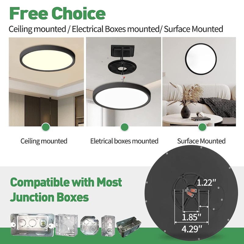 6PK 12 Inch Dimmable LED Flush Mount Ceiling Light,24W, 2520LM,