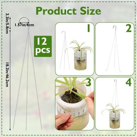 Shimeyao 12 Pcs Wire Plant Hangers 3 Strand Wire Steel Hook Hanger 20.5 Inch for Hanging Baskets Flower Pot Holder Greenhouse Supplies for Gardening Indoor Outdoor Patio