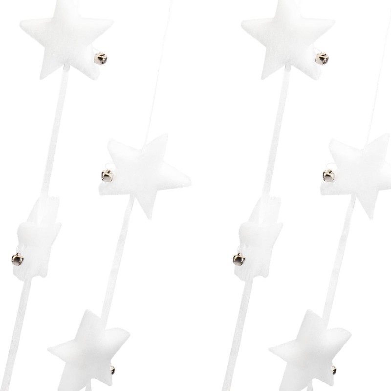 com-four® Star Decorative Garland with Bells - Winter Wall Hanging